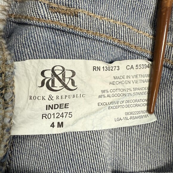 Rock & Republic Jeans Womens 4 Indee Boyfriend Distressed Straight Ankle 27x27 - Picture 3 of 10